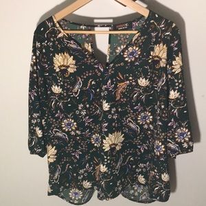 Green Floral Blouse